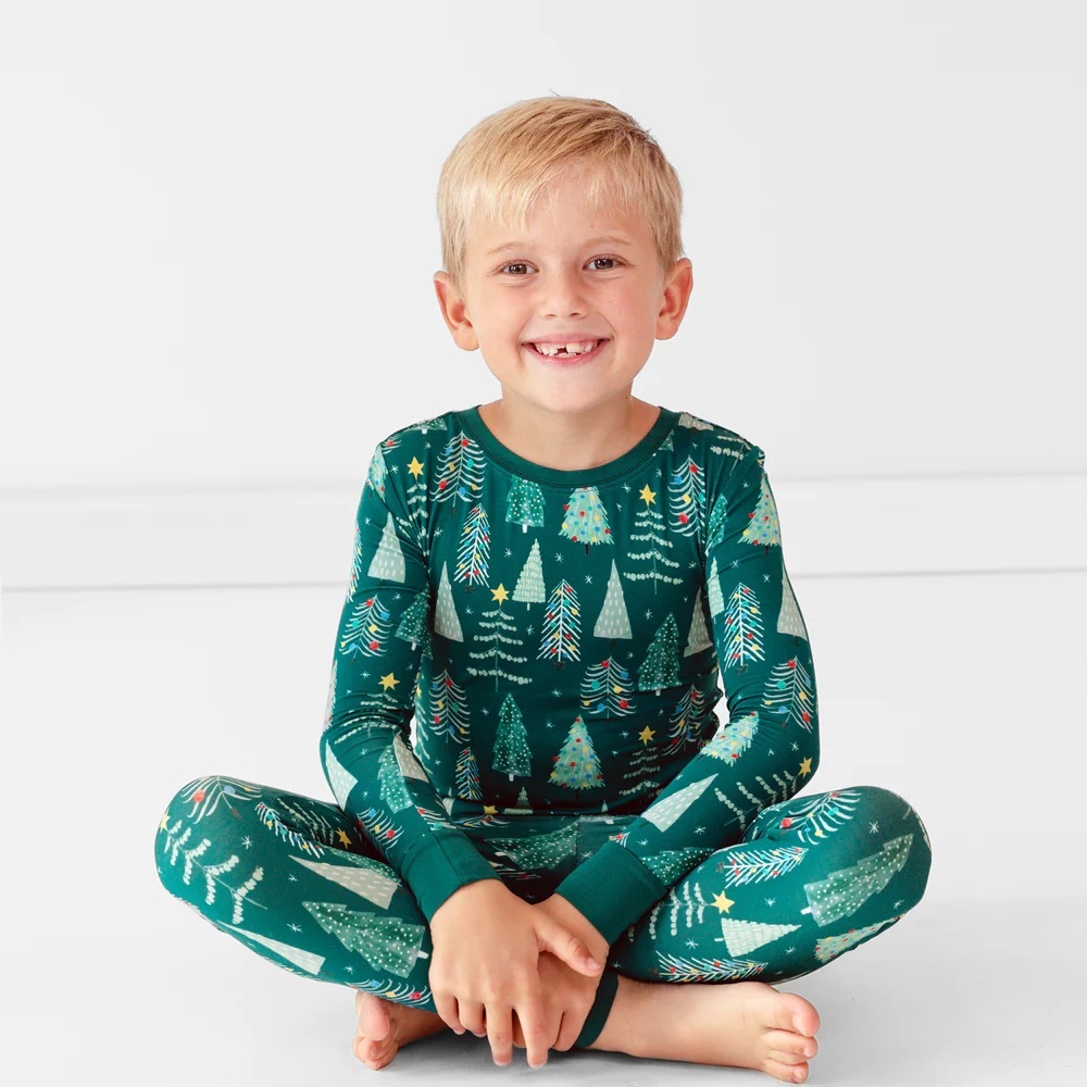 Little Sleepies Green Trees Christmas PJs size 5/6